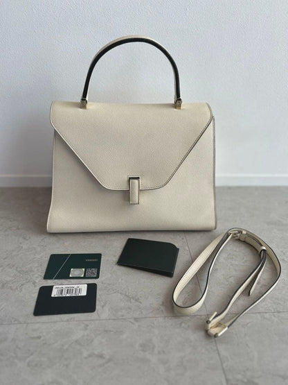 Valextra Iside Large White Leather Handbag W31.5cm #QYF9H7