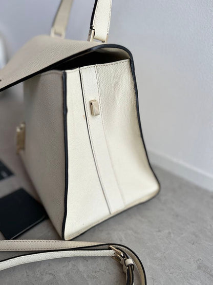 Valextra Iside Large White Leather Handbag W31.5cm #QYF9H7