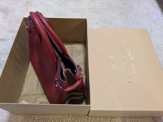 BURBERRY Medium Banner Bag Bordeaux Red Leather Mint #QY8U8P