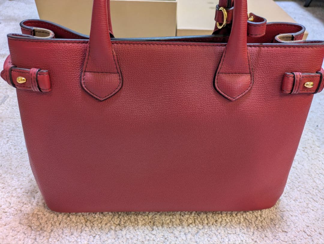 BURBERRY Medium Banner Bag Bordeaux Red Leather Mint #QY8U8P
