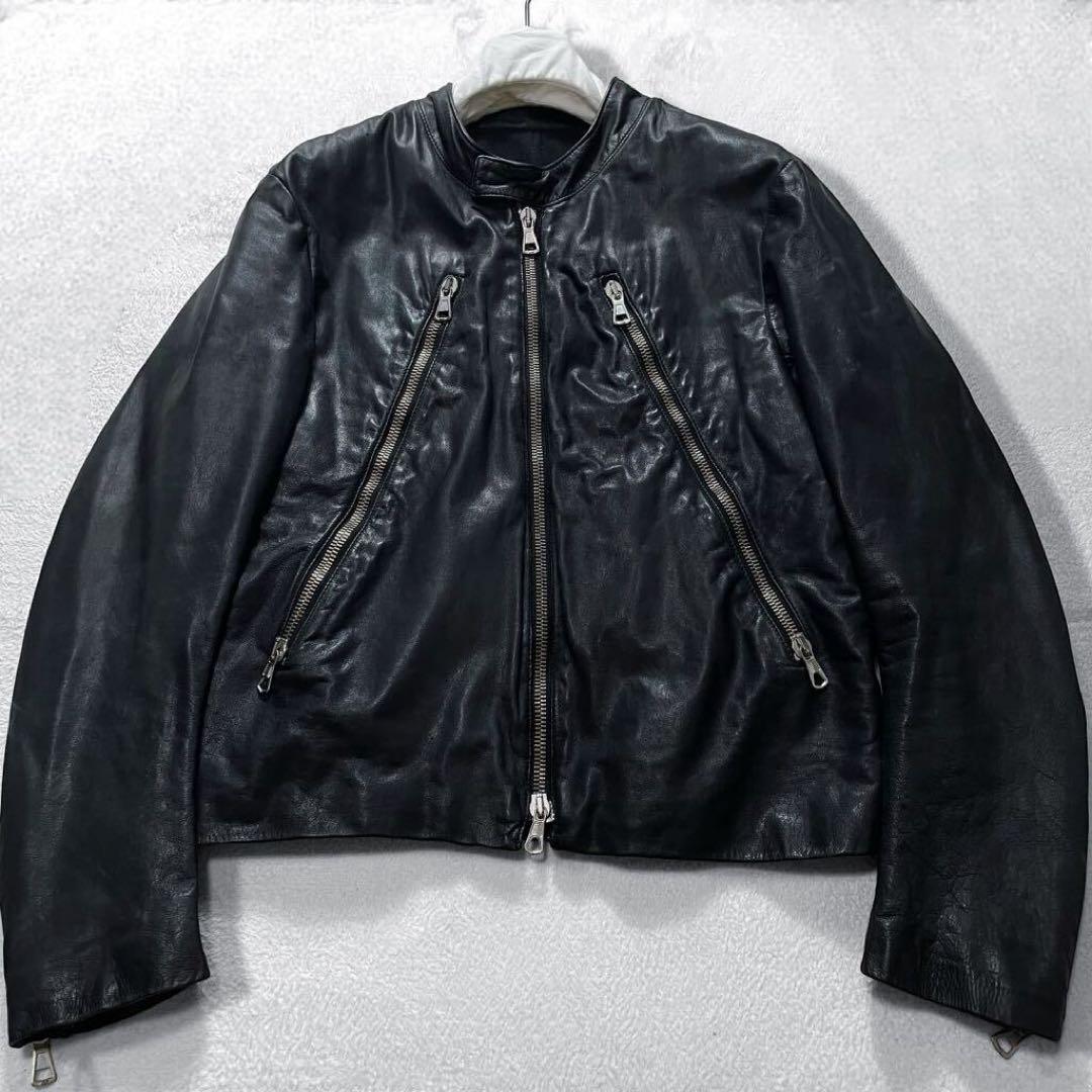 04AW Martin Margiela / H-shaped rider jacket / 5-zip / black / size 48 / #PFJ36S