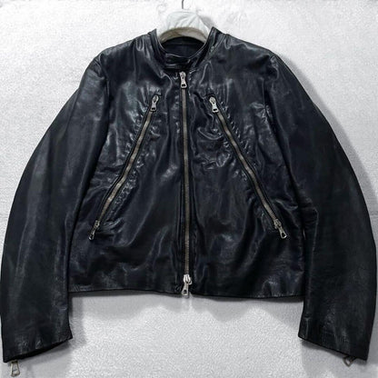 04AW Martin Margiela / H-shaped rider jacket / 5-zip / black / size 48 / #PFJ36S
