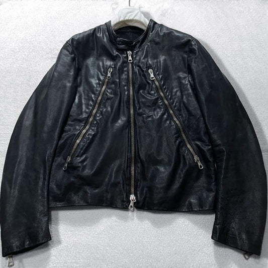 04AW Martin Margiela / H-shaped rider jacket / 5-zip / black / size 48 / #PFJ36S