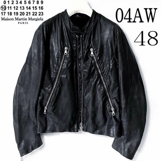 04AW Martin Margiela / H-shaped rider jacket / 5-zip / black / size 48 / #PFJ36S