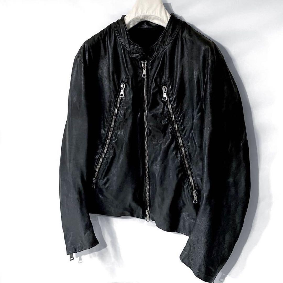 04AW Martin Margiela / H-shaped rider jacket / 5-zip / black / size 48 / #PFJ36S