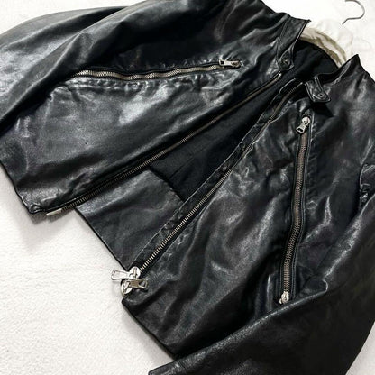 04AW Martin Margiela / H-shaped rider jacket / 5-zip / black / size 48 / #PFJ36S
