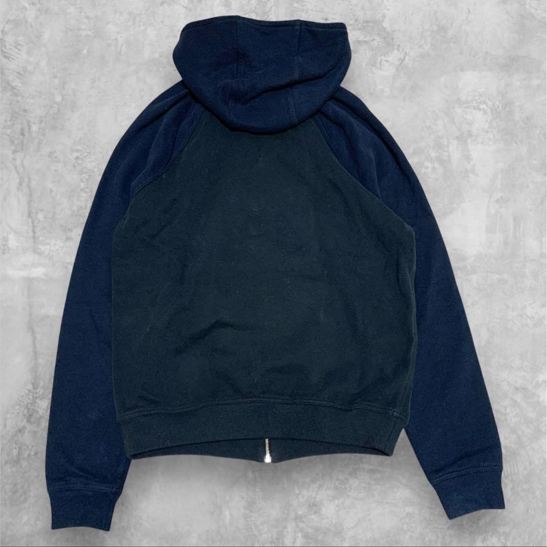 HERMES Zip-Up Hoodie Navy Two-Tone XS #QY7XS0