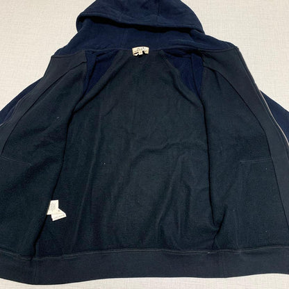 HERMES Zip-Up Hoodie Navy Two-Tone XS #QY7XS0
