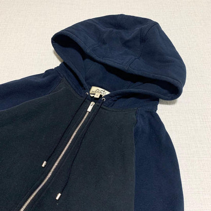 HERMES Zip-Up Hoodie Navy Two-Tone XS #QY7XS0