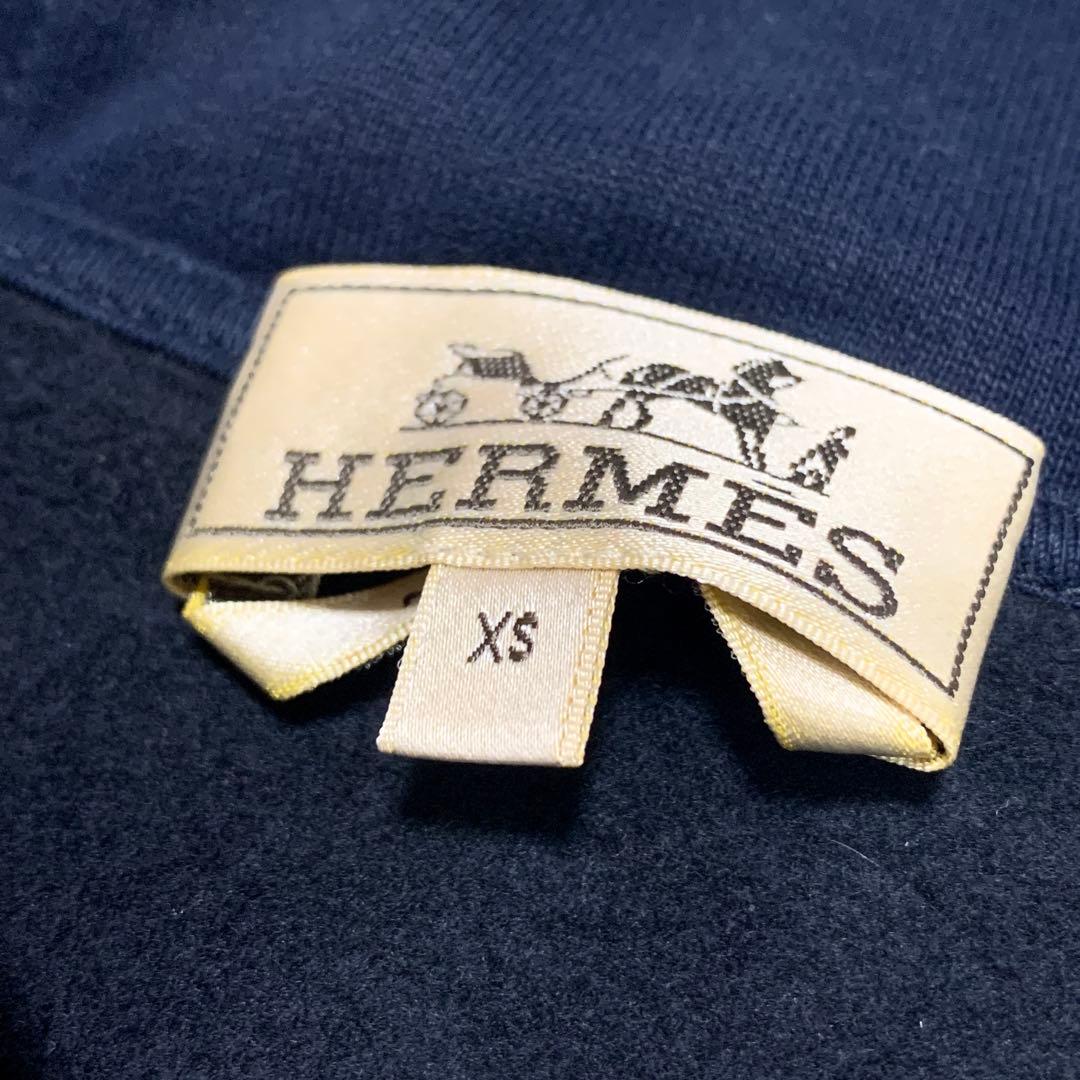 HERMES Zip-Up Hoodie Navy Two-Tone XS #QY7XS0