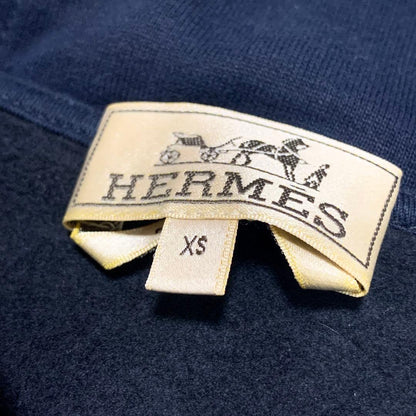 HERMES Zip-Up Hoodie Navy Two-Tone XS #QY7XS0