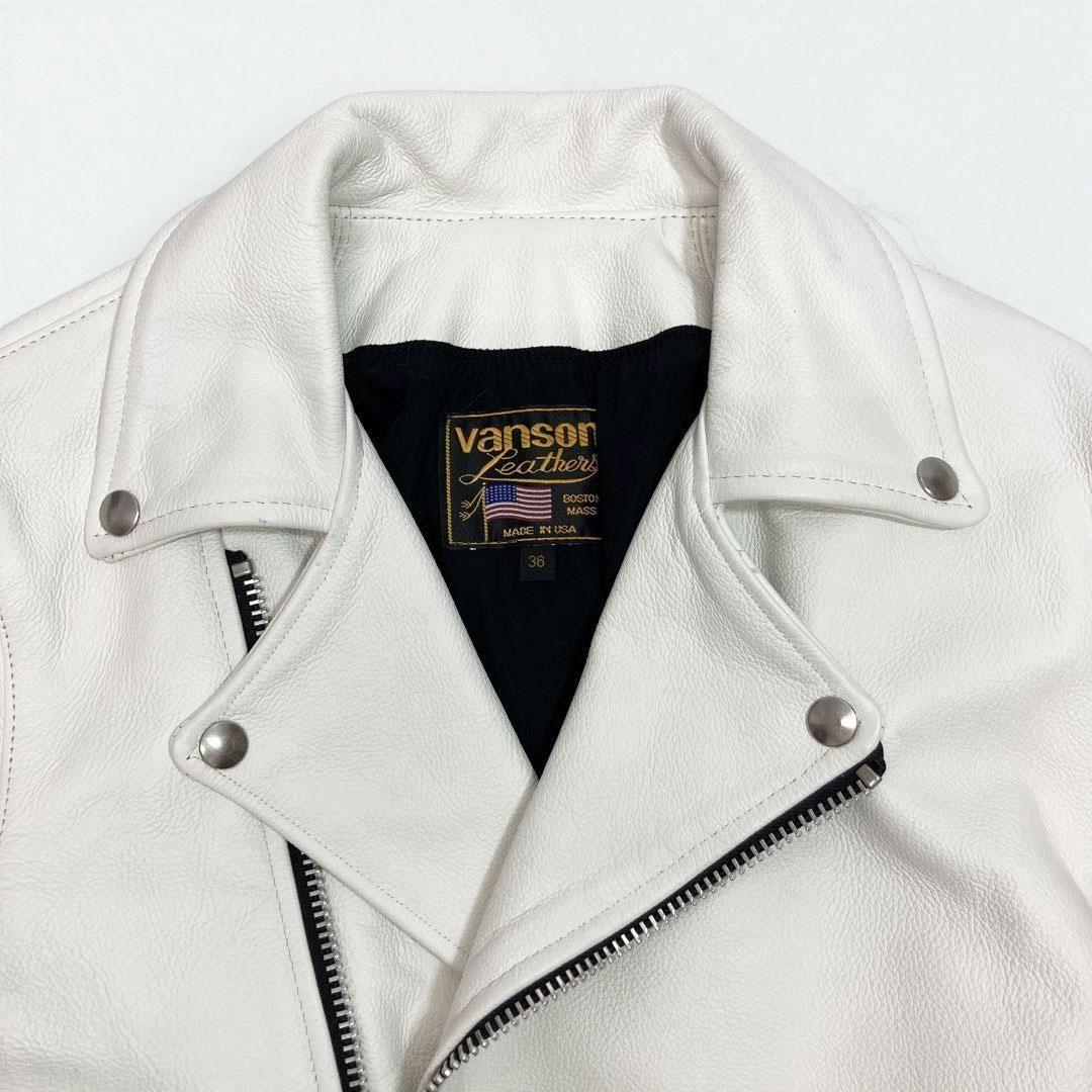 VANSON C2R Double Rider Jacket, Made in USA, White #QYB5WK