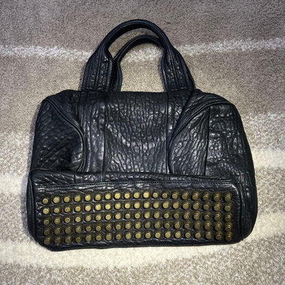 Alexander Wang Mini Boston Bag in Black Leather with Studs #QY60MM