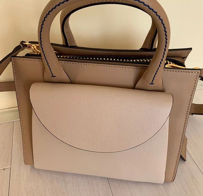 MARNI Beige Logo Print Genuine Leather Handbag Shoulder Bag #QY9A72