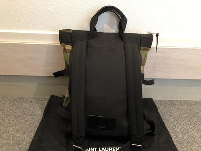 SAINT LAURENT Camouflage Backpack 484172 Save Canvas #QY72SM