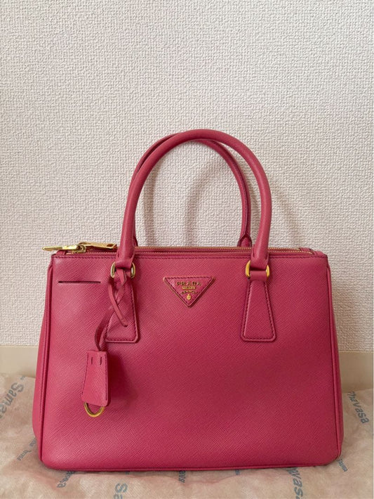 PRADA Galleria Saffiano Leather 2-Way Handbag M Pink Gold #QYARM0