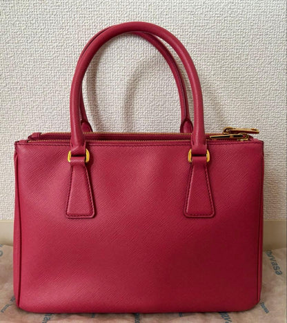 PRADA Galleria Saffiano Leather 2-Way Handbag M Pink Gold #QYARM0