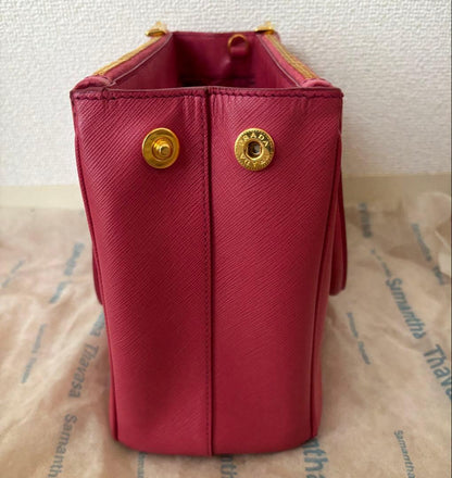 PRADA Galleria Saffiano Leather 2-Way Handbag M Pink Gold #QYARM0