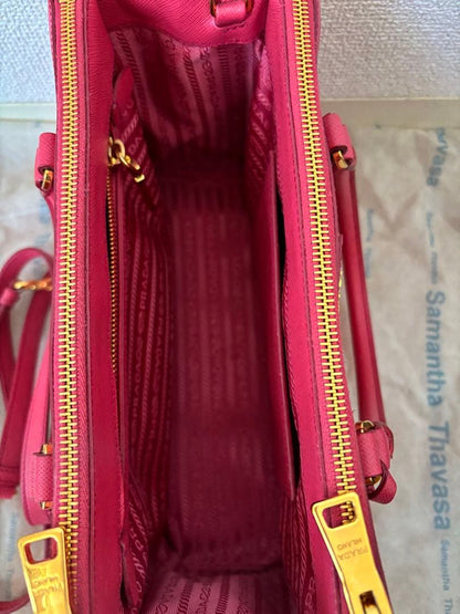 PRADA Galleria Saffiano Leather 2-Way Handbag M Pink Gold #QYARM0