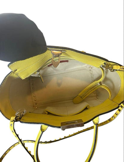 VALENTINO Studded Yellow Leather Handbag Shoulder Strap #QYD51I