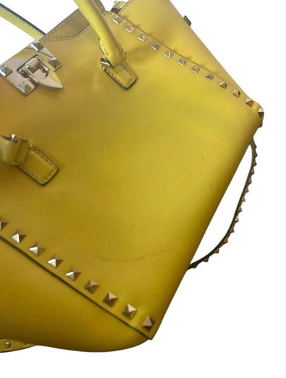 VALENTINO Studded Yellow Leather Handbag Shoulder Strap #QYD51I