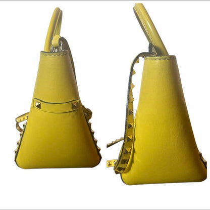 VALENTINO Studded Yellow Leather Handbag Shoulder Strap #QYD51I