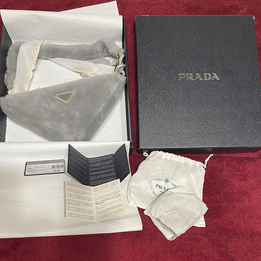PRADA Medium Gray Shearling Handbag #QY4J9K