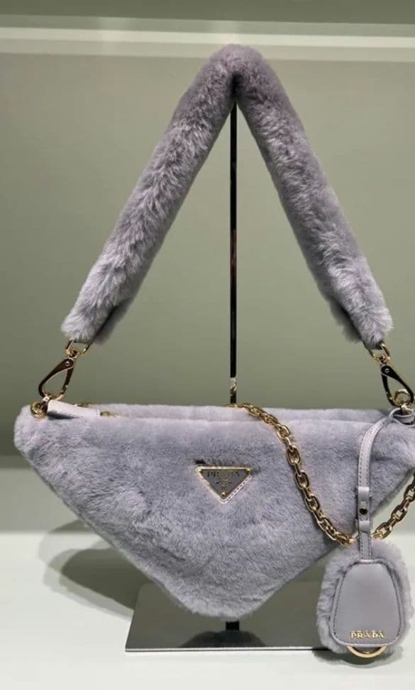 PRADA Medium Gray Shearling Handbag #QY4J9K