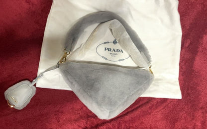 PRADA Medium Gray Shearling Handbag #QY4J9K