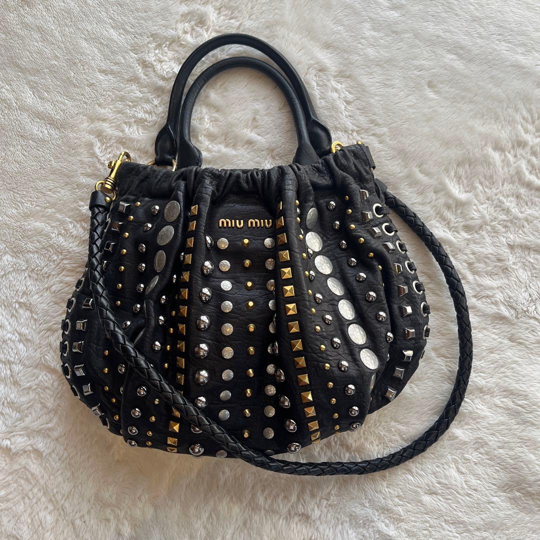 Miu Miu 2-Way Black 2-Way Shoulder Bag #QY09QK