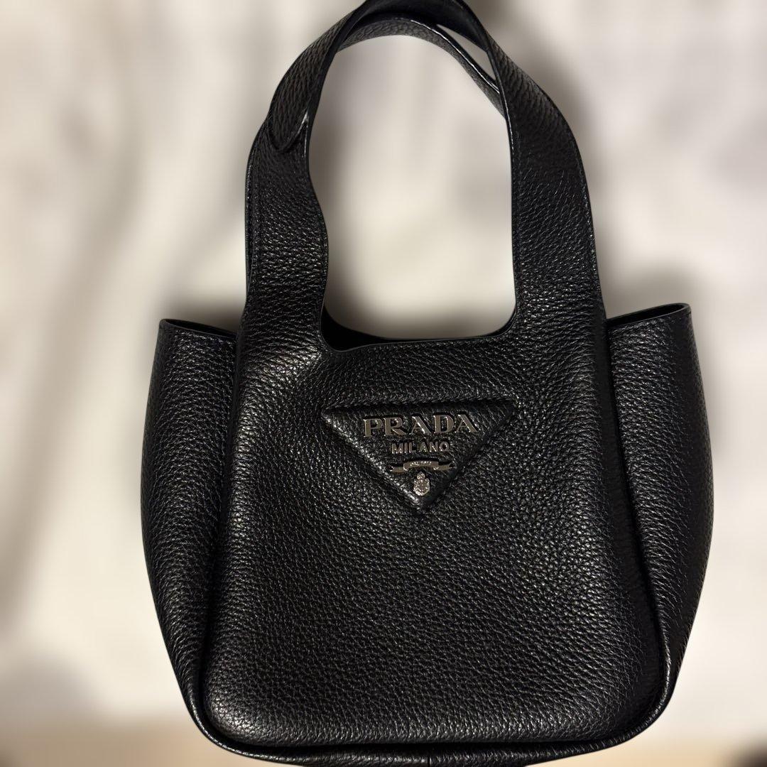 PRADA 1BG335 Vitello Daino Small Leather Handbag Black Mint #QY6UYJ