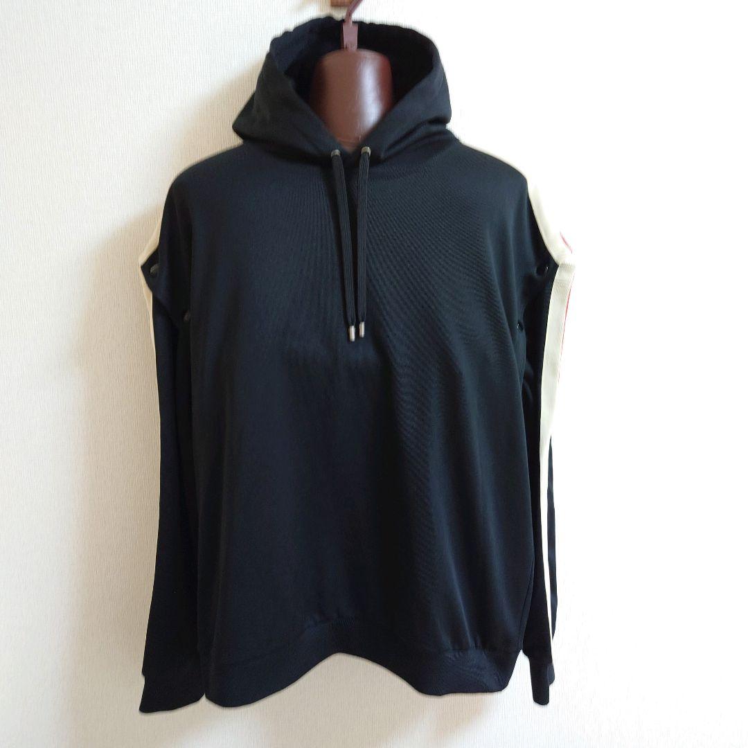 GUCCI 2-way hoodie, black, size XL, made in Italy, black lines #QY90U5
