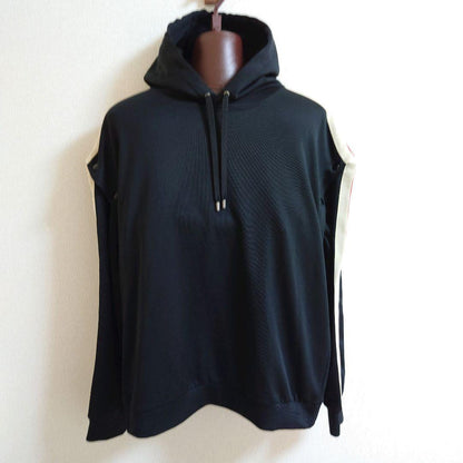 GUCCI 2-way hoodie, black, size XL, made in Italy, black lines #QY90U5