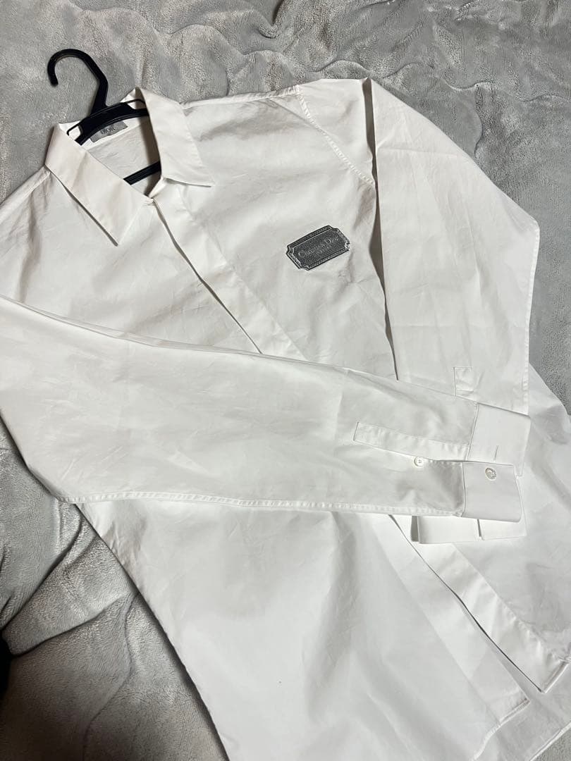 White long-sleeved shirt with Dior embroidered logo #QY30C5