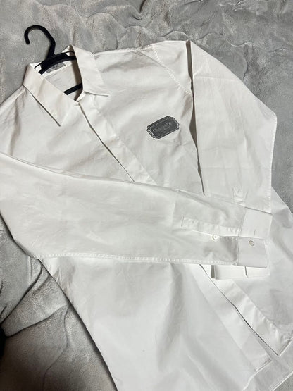 White long-sleeved shirt with Dior embroidered logo #QY30C5