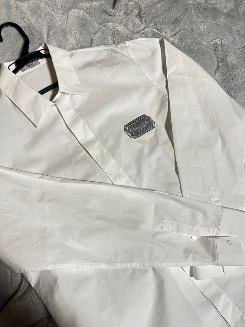 White long-sleeved shirt with Dior embroidered logo #QY30C5
