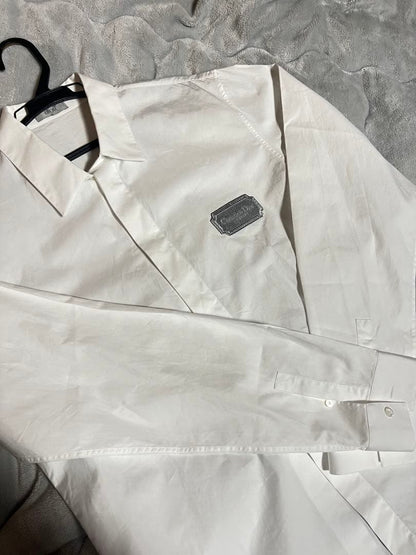 White long-sleeved shirt with Dior embroidered logo #QY30C5