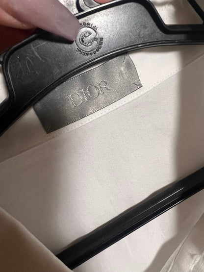 White long-sleeved shirt with Dior embroidered logo #QY30C5