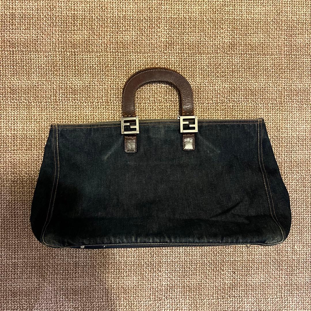 Fendi Dark Blue Tote Bag Used Mint #QYGZU7