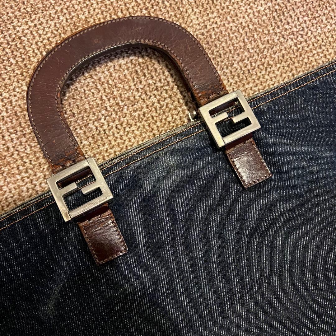 Fendi Dark Blue Tote Bag Used Mint #QYGZU7
