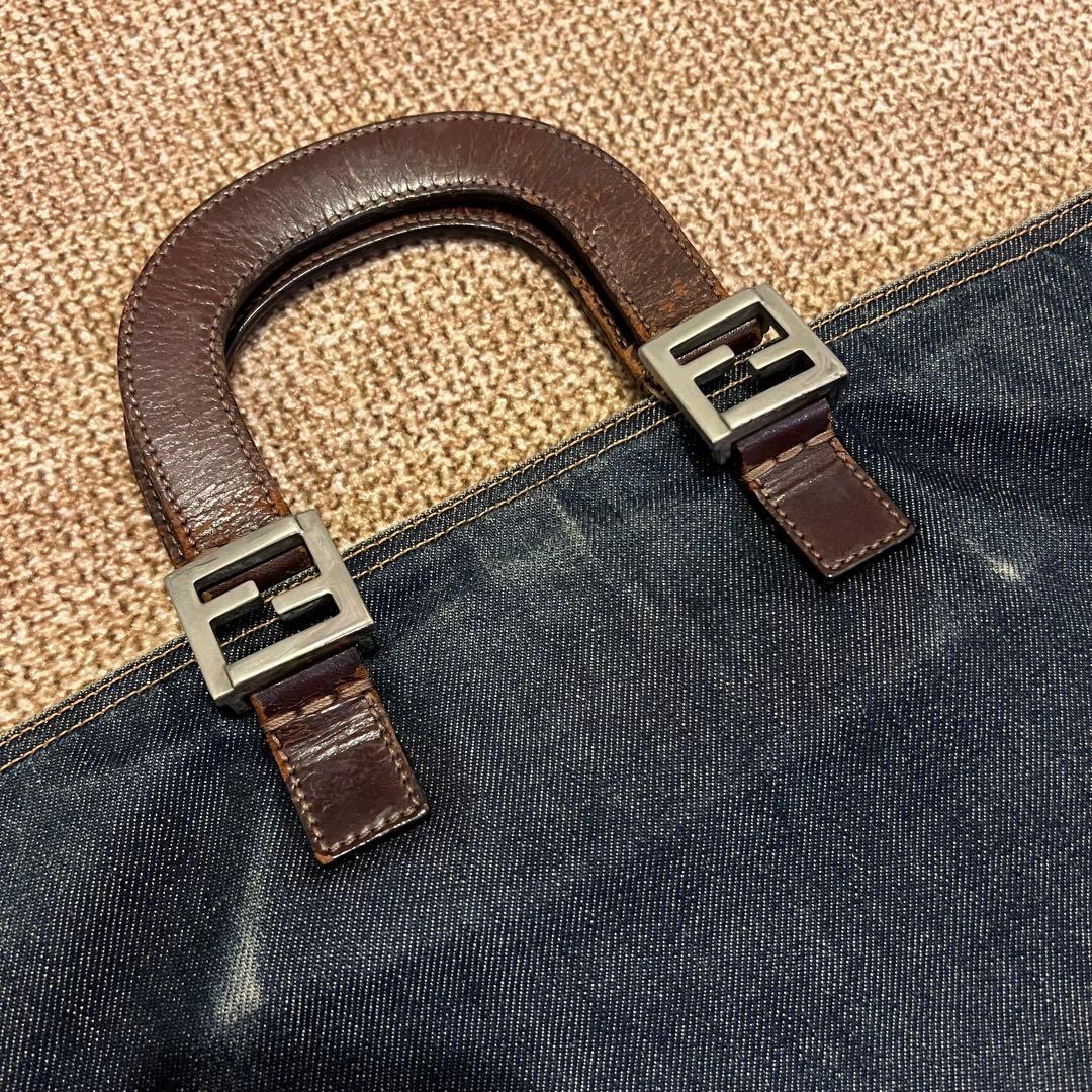 Fendi Dark Blue Tote Bag Used Mint #QYGZU7