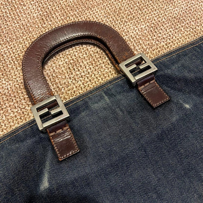 Fendi Dark Blue Tote Bag Used Mint #QYGZU7