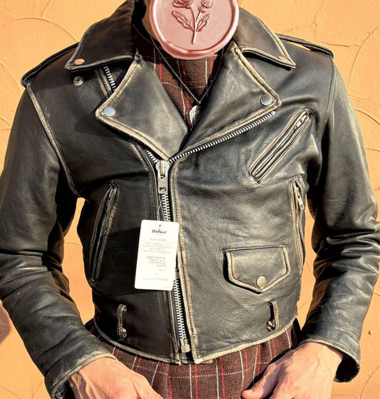 Real leather rider jacket, genuine leather #QYD2W6