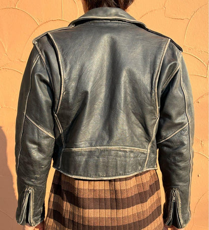 Real leather rider jacket, genuine leather #QYD2W6