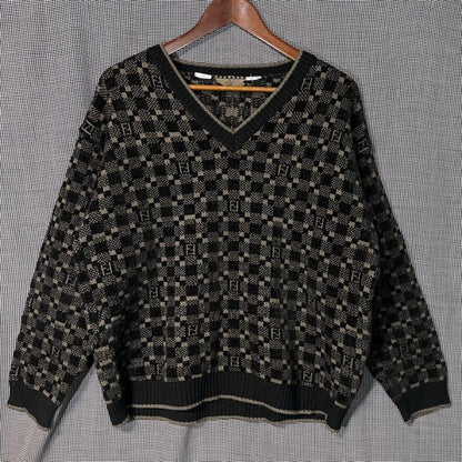 80s 90s FENDI jacquard all-over print sweater, old Fendi #QYIWL8
