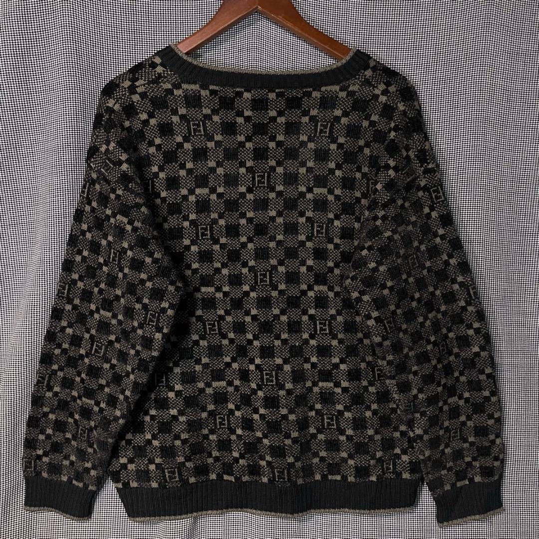 80s 90s FENDI jacquard all-over print sweater, old Fendi #QYIWL8