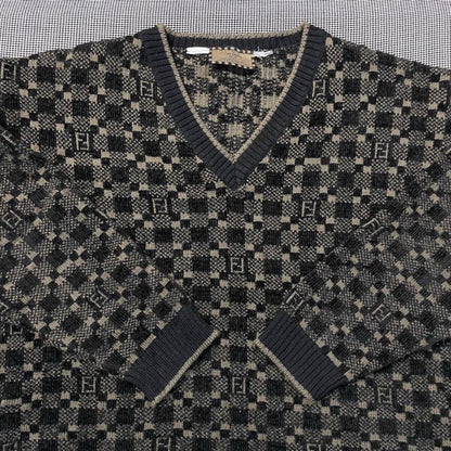 80s 90s FENDI jacquard all-over print sweater, old Fendi #QYIWL8