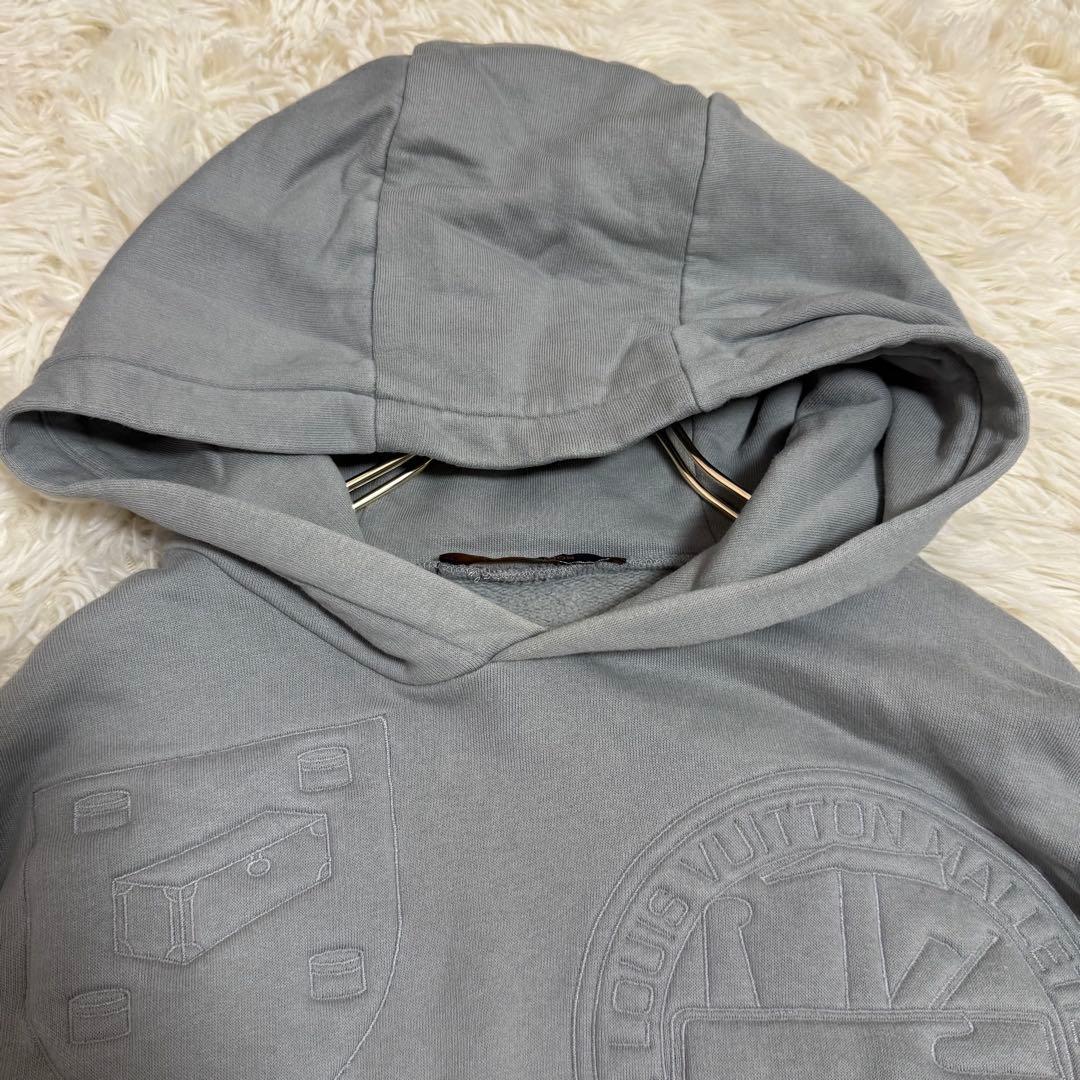 LOUIS VUITTON 3D Padded Embroidered Hoodie Gray Small #QY30N6