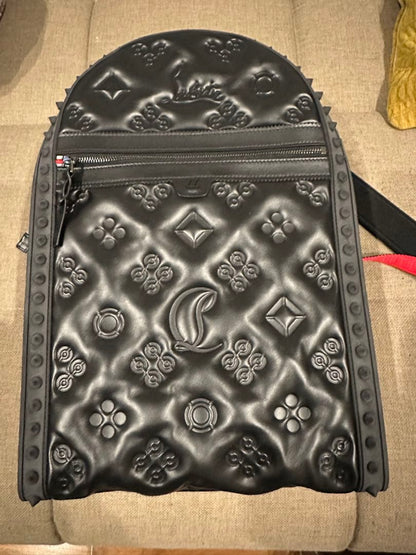 CHRISTIAN LOUBOUTIN Backparis Backpack Black Calf Leather Italy #QYI8FF