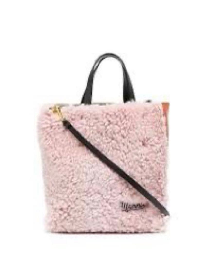 marni Fur Leather Combo Bag Pink Orange 2022AW #QY6FI1